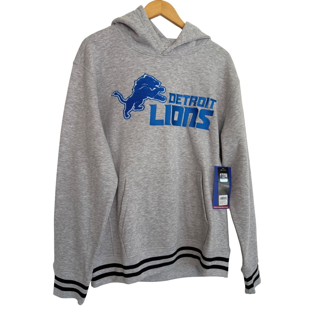 Ultra Game Detroit Lions NFL Gray Hoodie Sweatshirt Mens Medium‎ M NEW